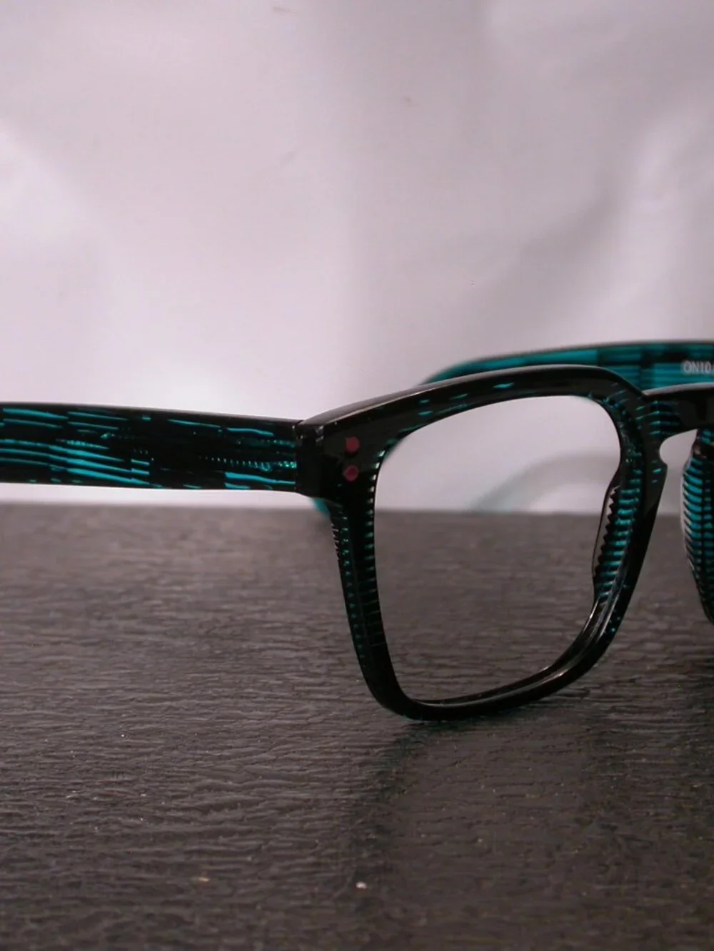 Onirico Modern Teal Blue Stripes Frames Eyeglasses Made in Italy